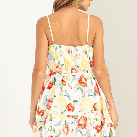 White Floral Mini Fit and Flare Mini Dress NWT - Picture 6 of 7